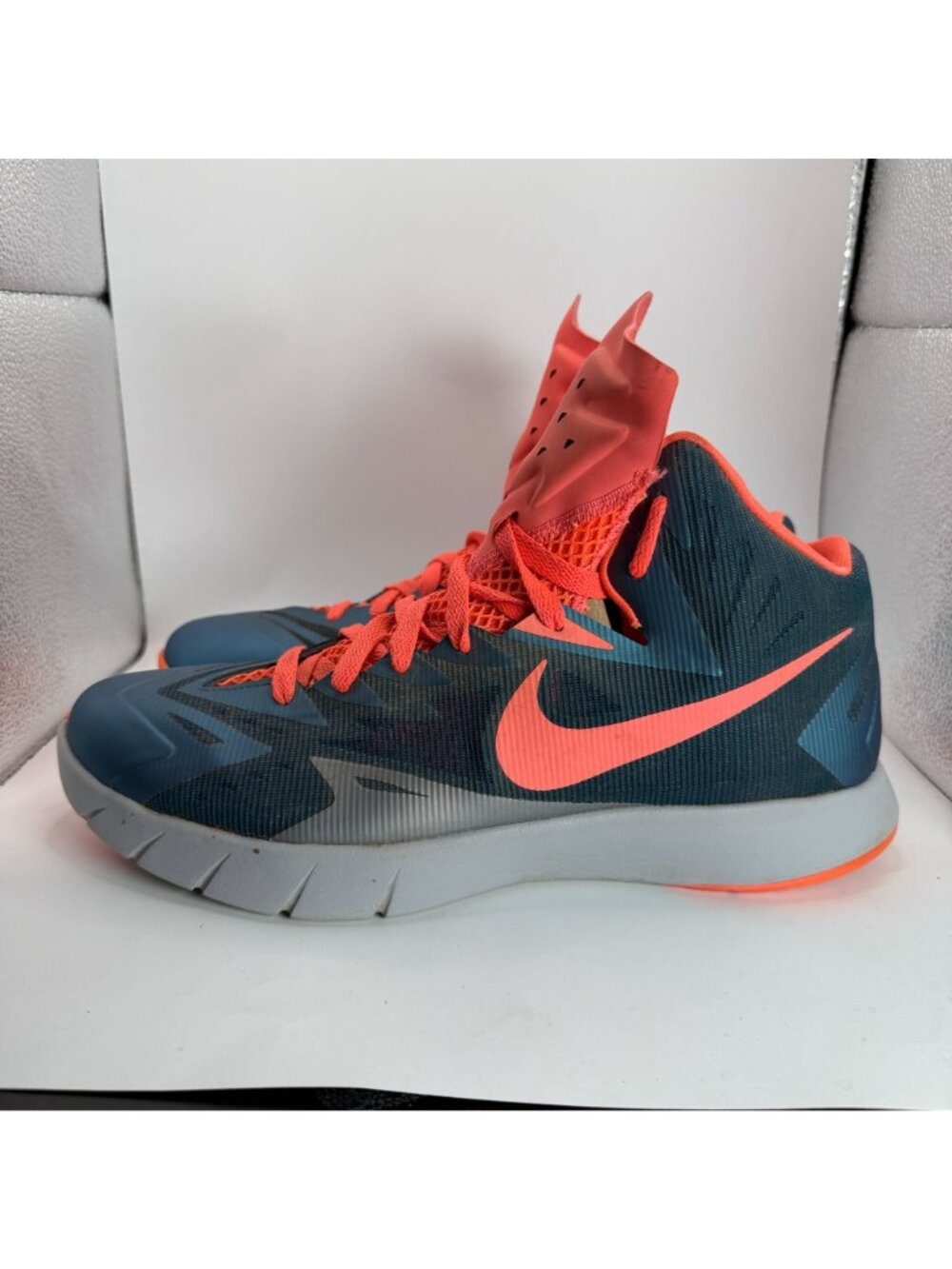 Nike Hyperquickness Mens Basketball Shoes Size 11 Blue & Orange Mid-Top Lunar - Picture 4 of 8